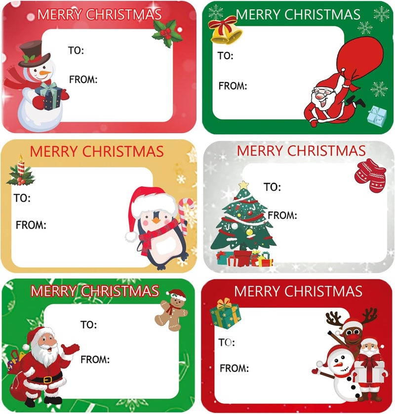 Ccswybf 120Pack Christmas Labels Stickers 65 x 45mm Christmas Name Gift Label Xmas Tags Sticker Self-Adhesive Christmas Sticky Labels for Present Cards - Image 1